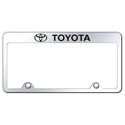 Toyota Toyota Laser Etched Logo On Top Truck License Plate Frame (Chrome) 1