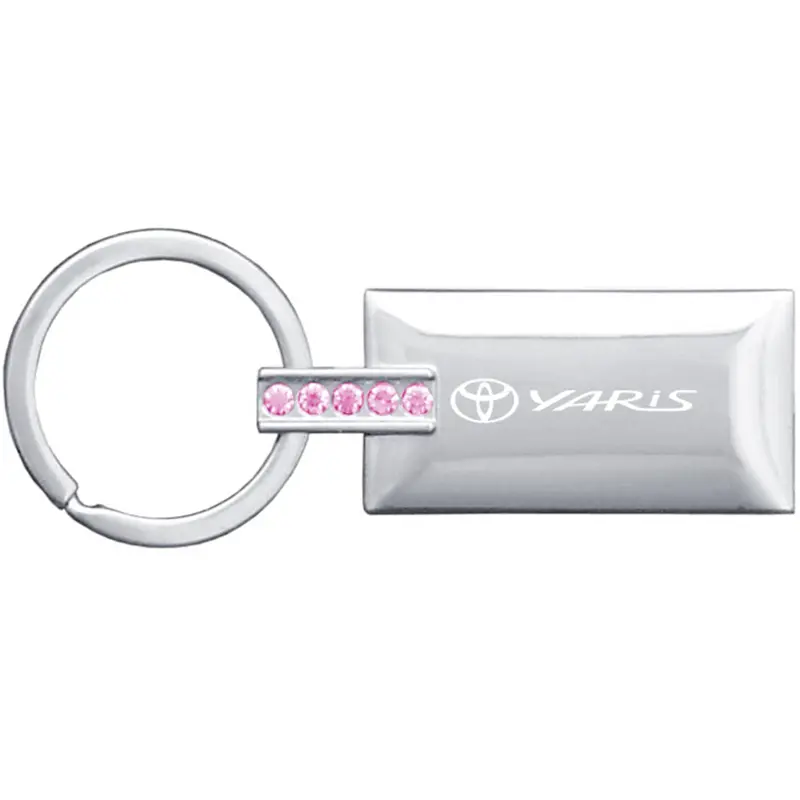 Toyota Yaris Jeweled Rectangular Key Chain (Pink) 1