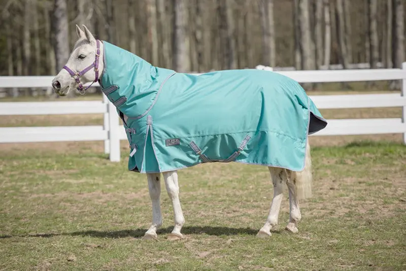 Tuffrider Turquoise 1200 D Comfy Winter Medium Weight Turnout Blanket W/ Detachable Neck 200 Gsm 1