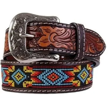 Twisted X Aztec Beaded Leather Belt 1