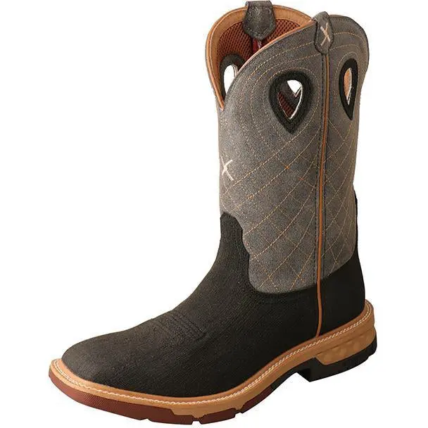 Twisted X Men's 12" Alloy Toe Western Work Boot With Cellstretch-Brown/Grey 1