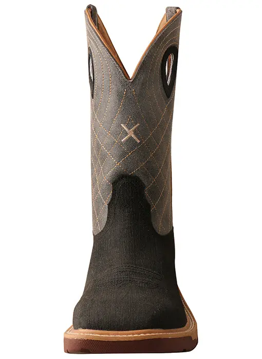 Twisted X Men's 12" Alloy Toe Western Work Boot With Cellstretch-Brown/Grey 2