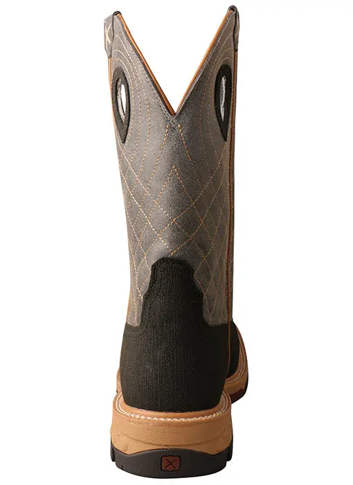 Twisted X Men's 12" Alloy Toe Western Work Boot With Cellstretch-Brown/Grey 3