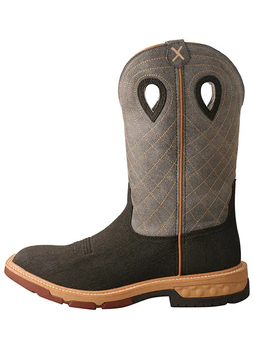 Twisted X Men's 12" Alloy Toe Western Work Boot With Cellstretch-Brown/Grey 5