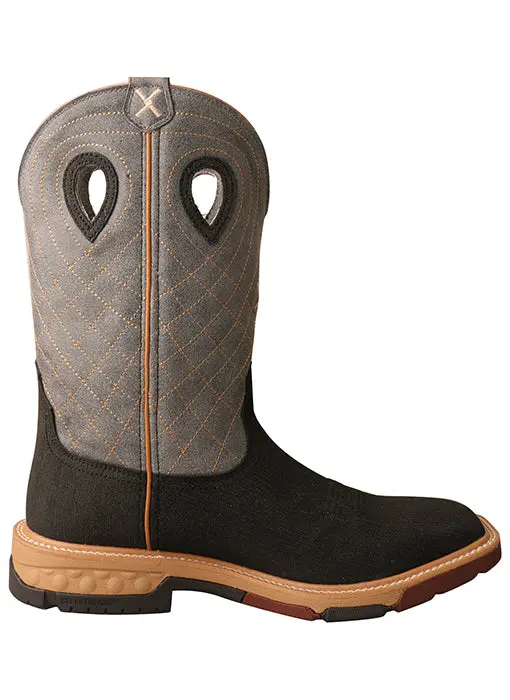 Twisted X Men's 12" Alloy Toe Western Work Boot With Cellstretch-Brown/Grey 6