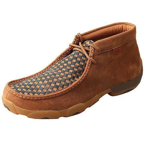 Twisted X Mens Chukka Driving Moccasins-Oiled Saddle/Blue 1