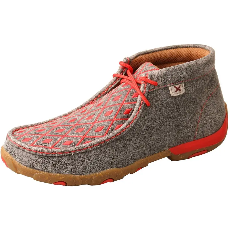 Twisted X Women's Chukka Driving Moc-Grey And Grenadine 1