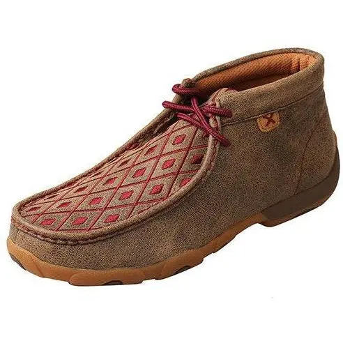 Twisted X Womens Chukka Driving Moccasins-Bomber/Mahogany 1