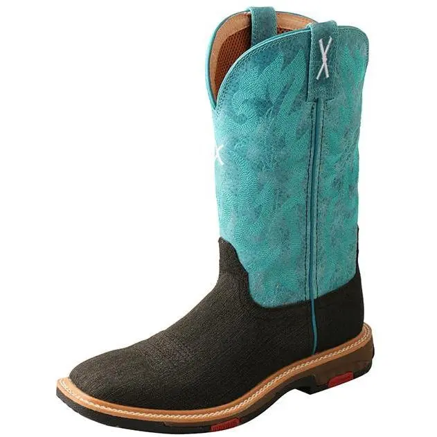 Twisted X Women's Lite Western Work Boot With Cellstretch-Charcoal/Turquoise 1