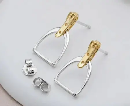 Two Tone Stirrup Earrings 1