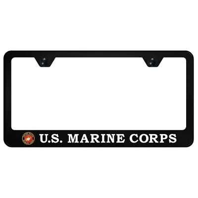 U.S.M.C. Badge Uv Print Polycarbonate License Plate Frame (Black) 1