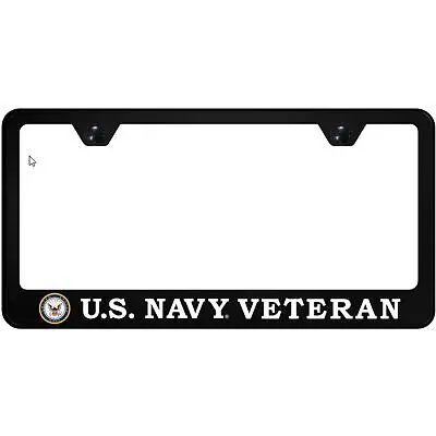 U.S. Navy Veteran Uv Print Polycarbonate License Plate Frame (Black) 1