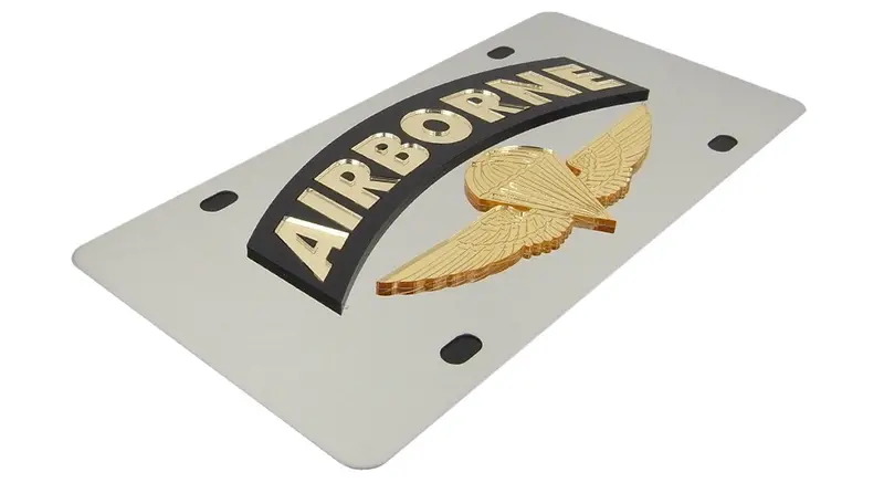 Us Airborne Logo License Plate (Chrome) 2