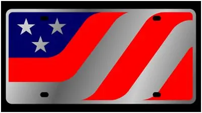 Usa Flag Caricature Stainless Steel License Plate (Chrome) 1