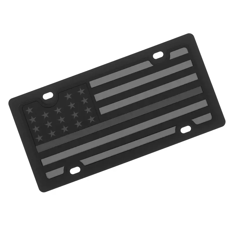 Usa Flag License Plate With Green Line (Black) 1