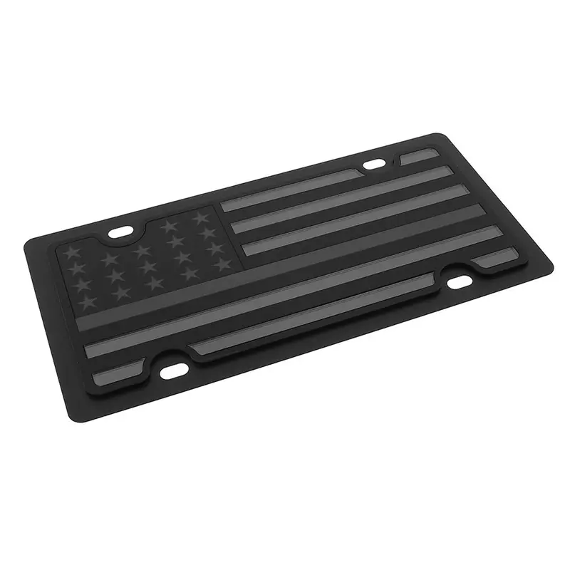 Usa Flag License Plate With Green Line (Black) 2