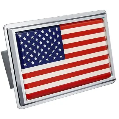Usa Flag Trailer Hitch Plug (Chrome) 1