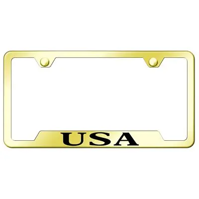 Usa Laser Etched Logo Cut-Out License Plate Frame (Gold) 1