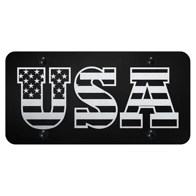 Usa Laser Etched Logo License Plate (Black) 1