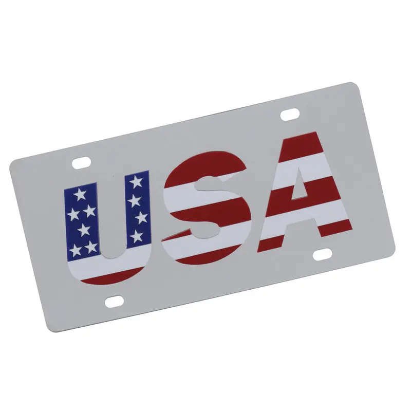 Usa Red White And Blue With Stars And Stripe License Plate (Chrome) 1