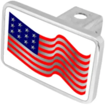 Usa Waving Flag Logo Hitch Cover (White) 1