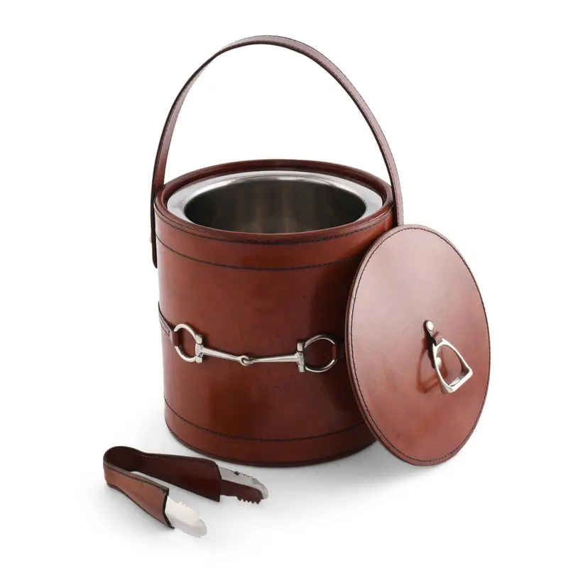 Vagabond House - Premium Genuine Leather Bit Lidded Ice Bucket 1