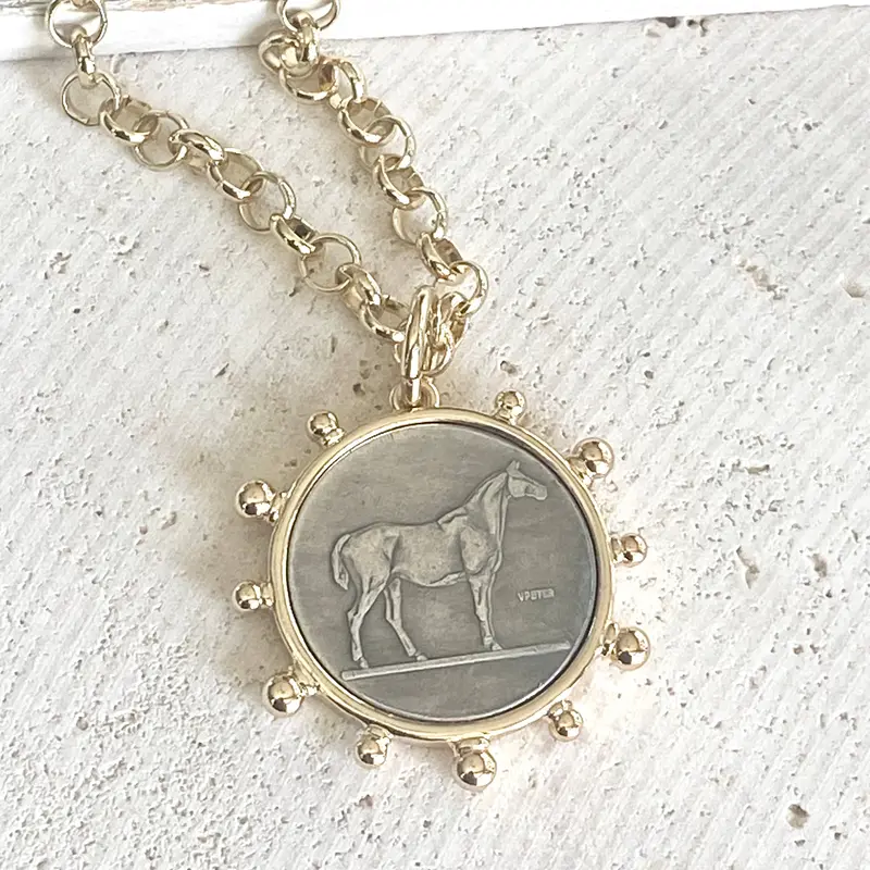 Vb&Co Designs Handmade Jewelry - Horse Coin Necklace Western Equestrian Jewelry Derby 1