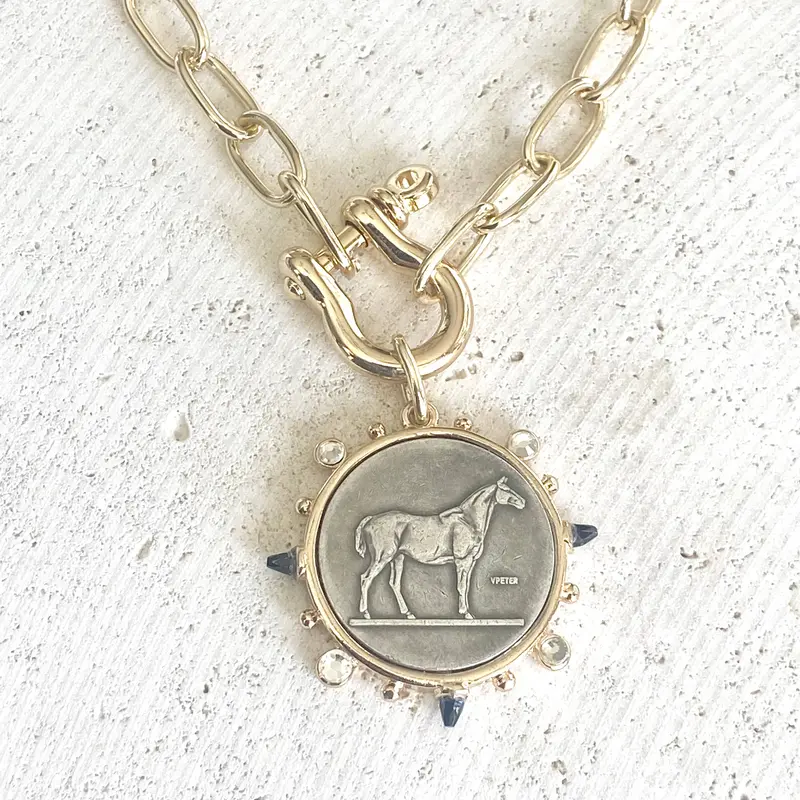 Vb&Co Designs Handmade Jewelry - Horse Coin Shackle Necklace Equestrian Derby Jewelry 1