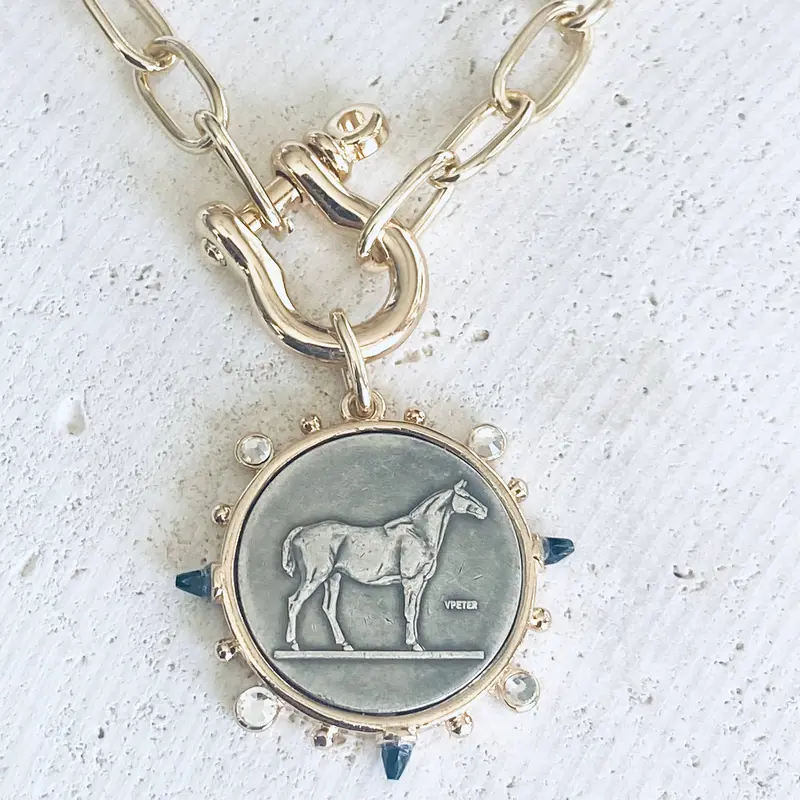 Vb&Co Designs Handmade Jewelry - Horse Coin Shackle Necklace Equestrian Derby Jewelry 2