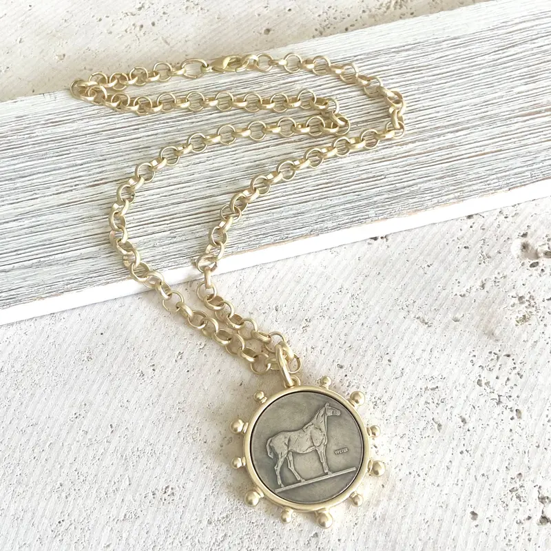 Vb&Co Designs Handmade Jewelry - Matte Gold Horse Coin Jewelry 1