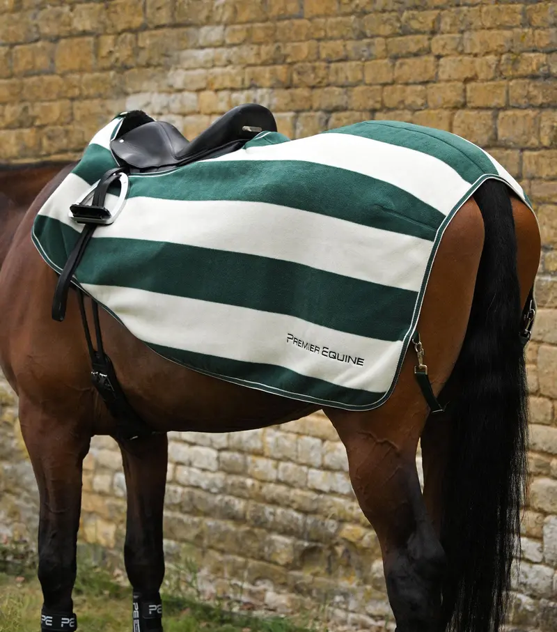 Vellus Horse Fleece Exercise Sheet Green/White 1