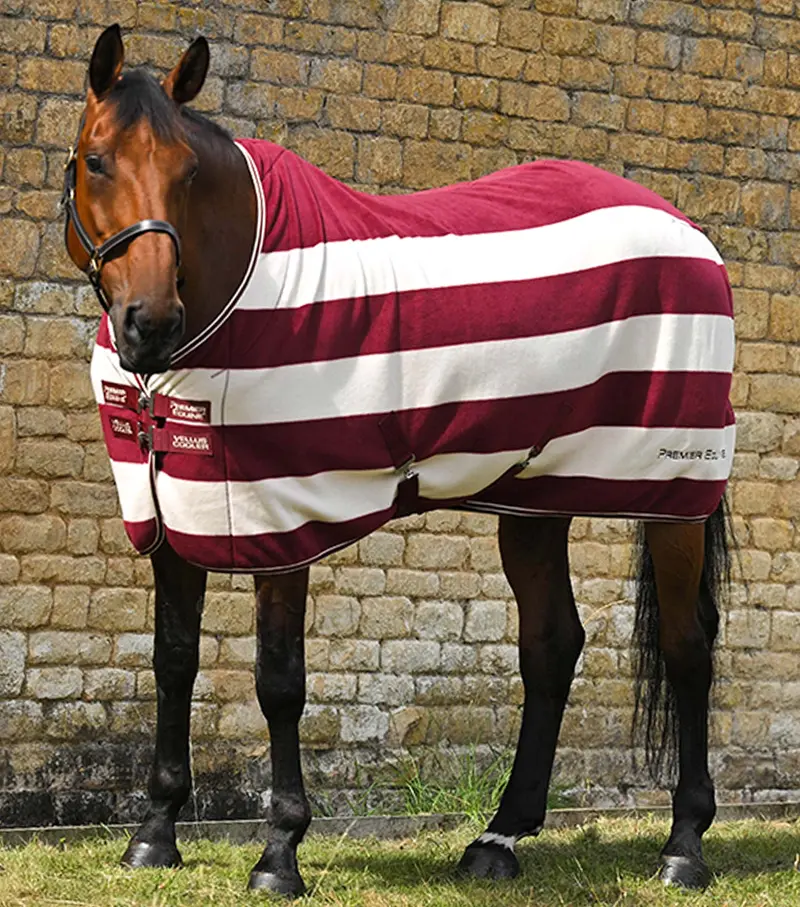 Vellus Horse Fleece Rug Burgundy/White 1