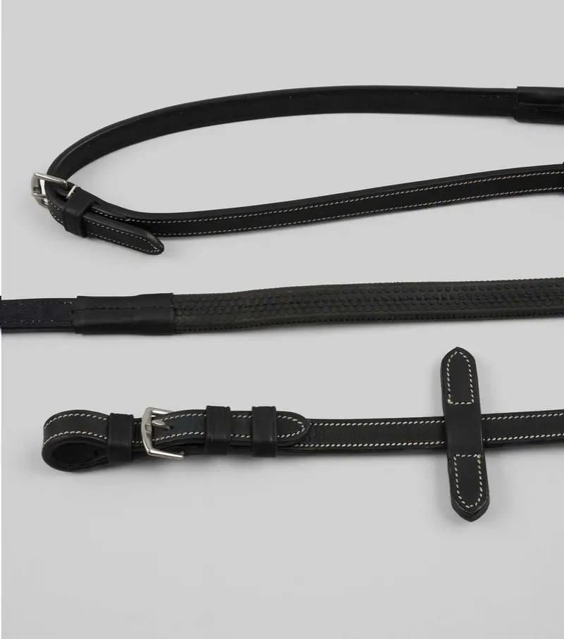 Veneto Rubber Grip Reins Black 1