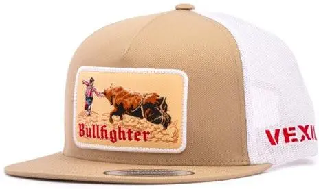 Vexil Bullfighter Logo Khaki And White Ball Cap 1