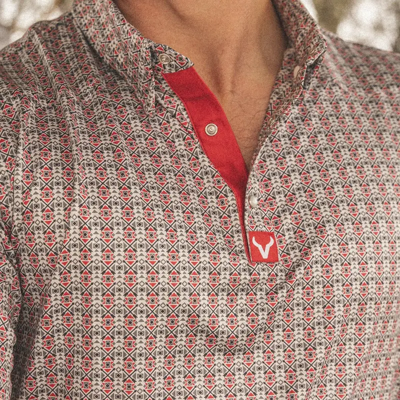 Vexil Men's Red Native Arrows Western Pearl Snap Polo 2