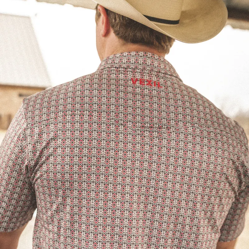 Vexil Men's Red Native Arrows Western Pearl Snap Polo 3