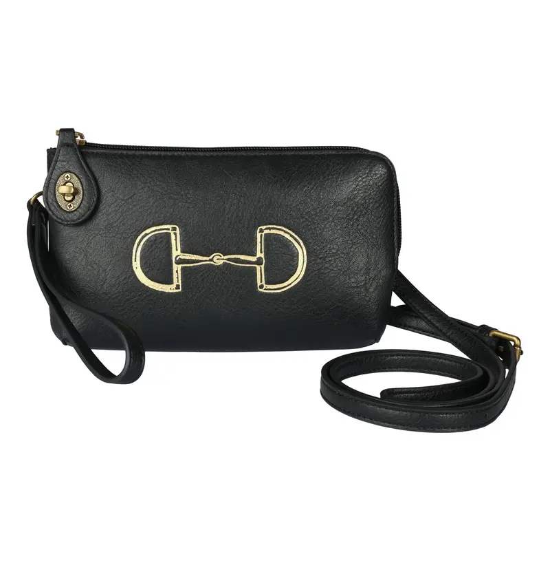 Vintage Snaffle Bit Crossbody Clutch, Black 1