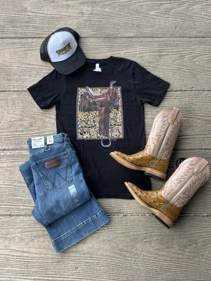 West 20 Black Vintage Saddle Tee 1