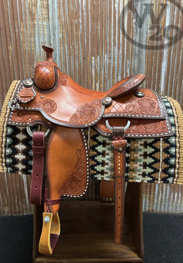 West 20 Custom Sunflower And Leaf Cowhorse Saddle By Rw Bowman 1
