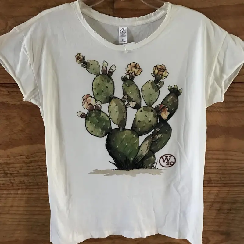 West 20 Saddle Co. Green Watercolor Cactus Graphic Tee 1
