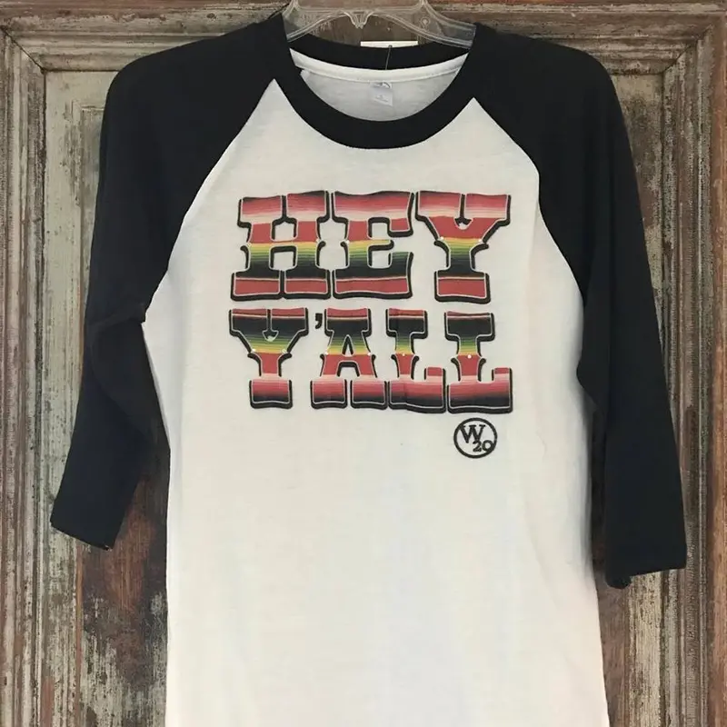 West 20 Saddle Co. Hey Y'all Baseball Tee 1