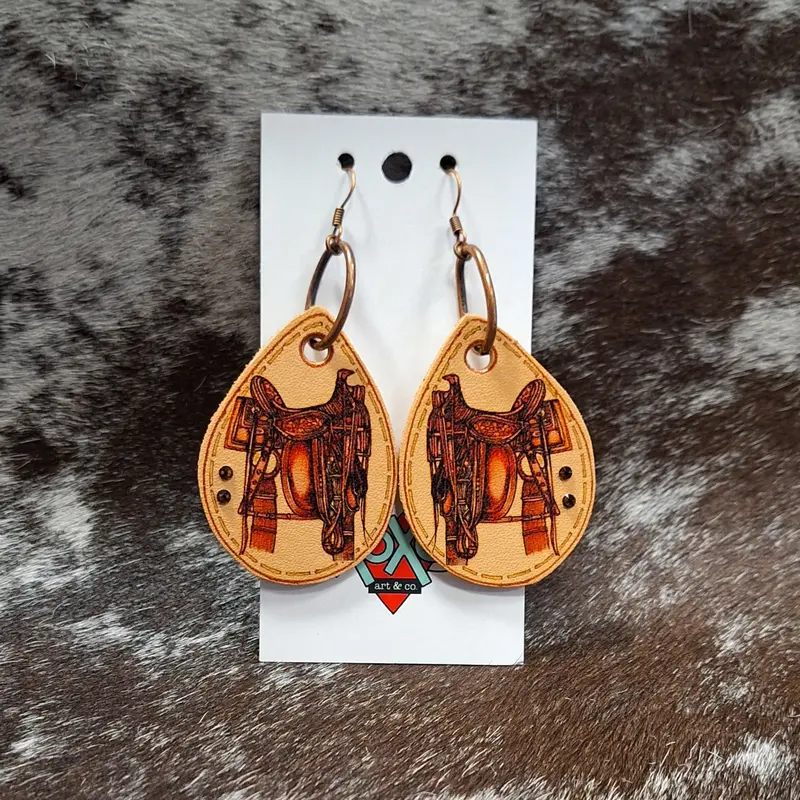 West 20 Saddle Leather Teardrop Earrings 1
