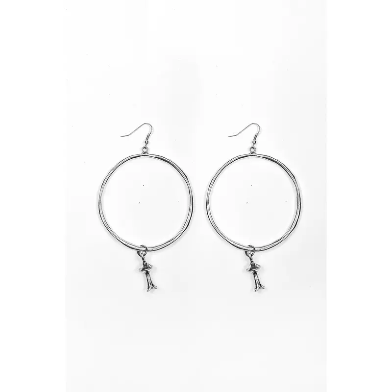 West And Co Hammered Silver Hoop Earrings With Blossom Charm 1