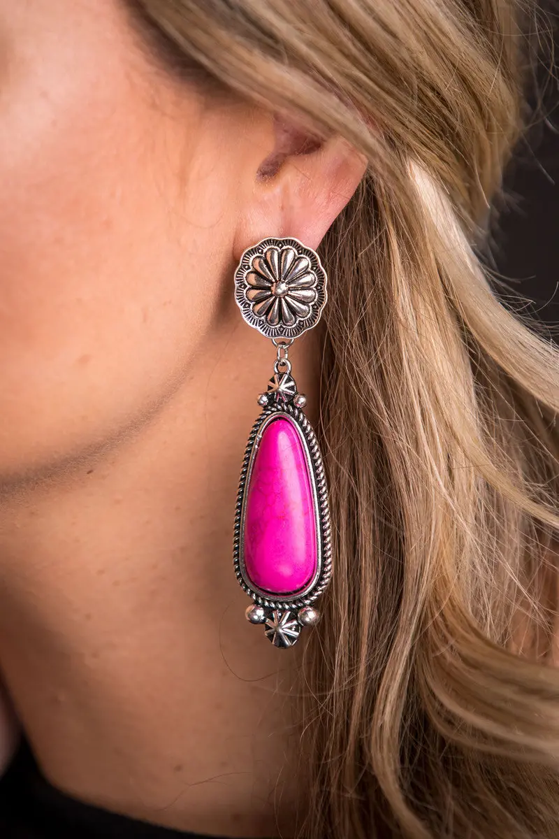West And Co Pink On Silver Conco Earrings 1