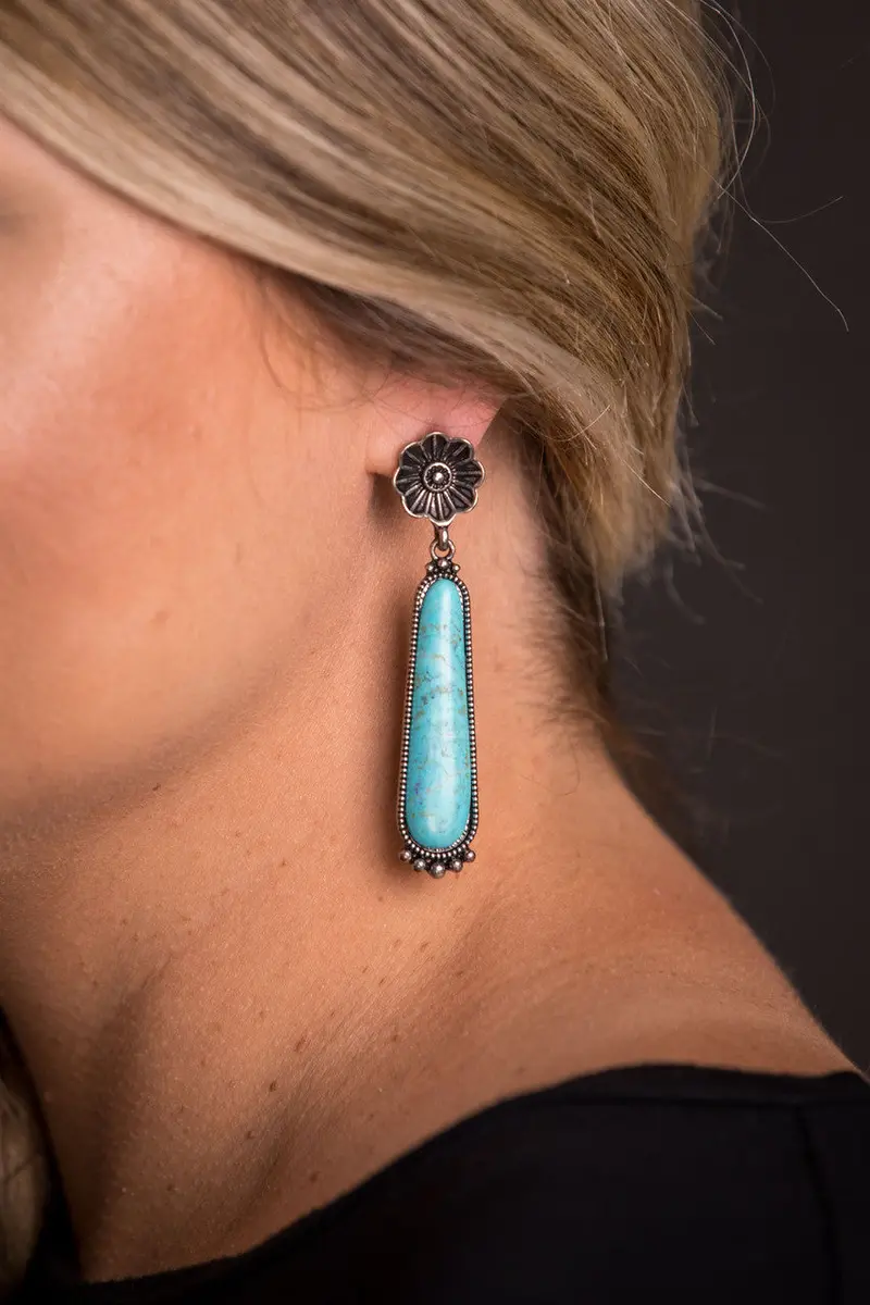 West And Co Turquoise Elongated Earrings 1