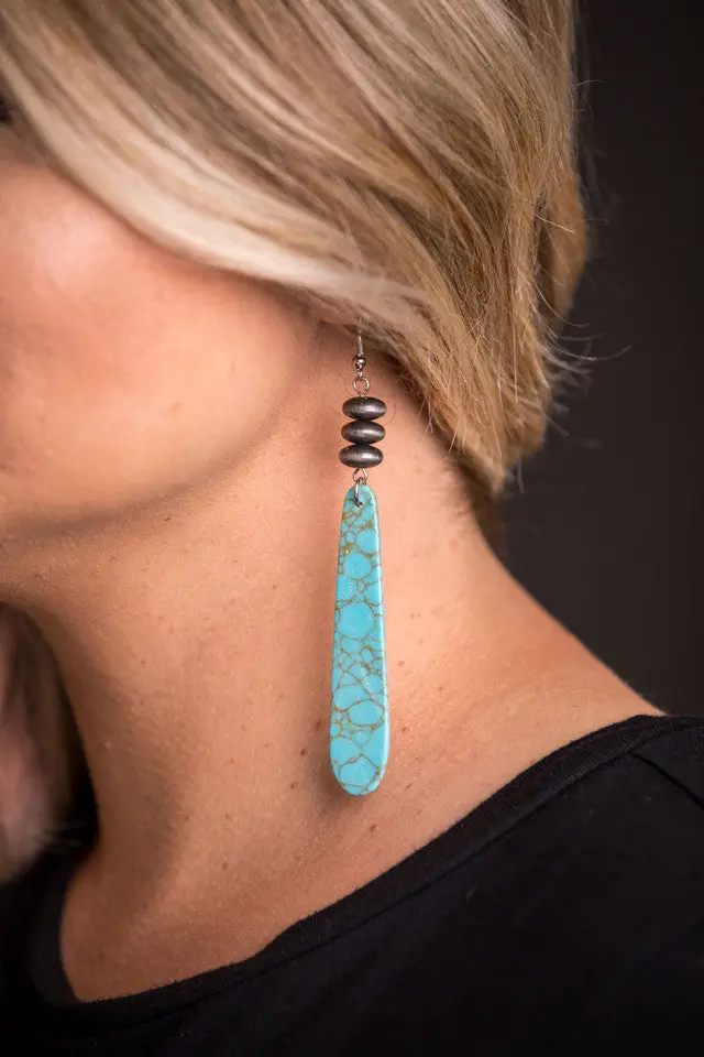 West And Co Turquoise Slab With Navajo Pearl Disc Earrings 1