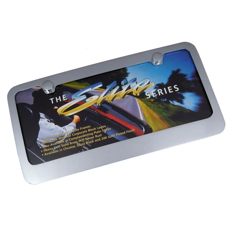 Wide Bottom Solid Plain License Plate Frame (Chrome) 1
