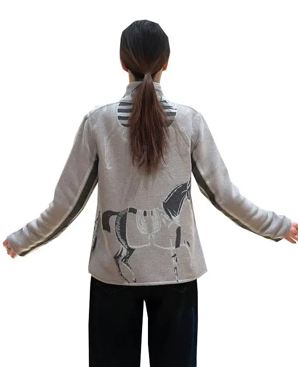 Winding River - Equestrian Tan / Gray Trotter Reversible Zipper Sweater 1