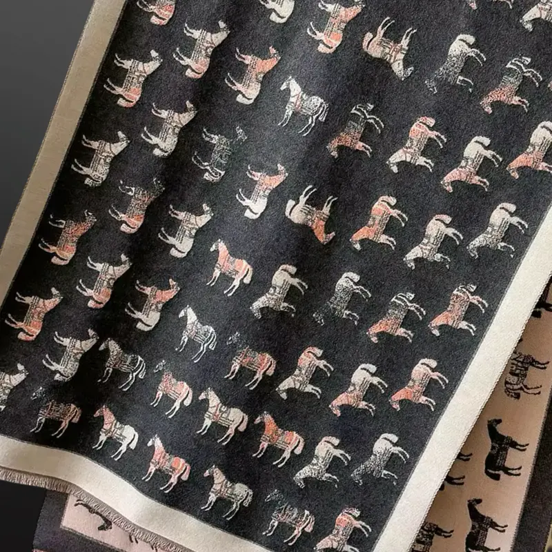 “Winter Horses” Equestrian Scarf 3