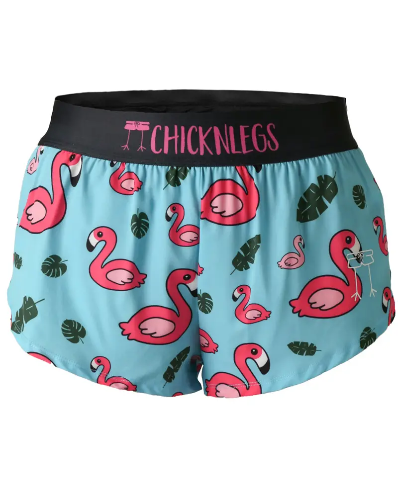 Women's Blue Flamingo 1.5" Split Shorts 1